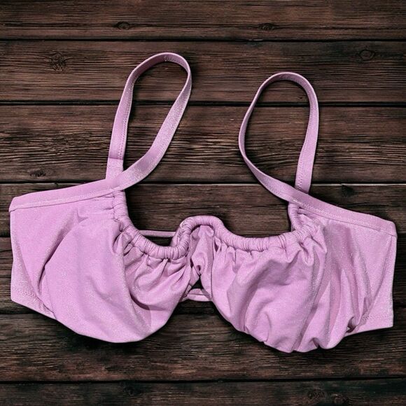 Victoria’s Secret Shimmer Lilac Ruched Swim Bikini Top 34DDD (34F) NWT - Picture 1 of 6